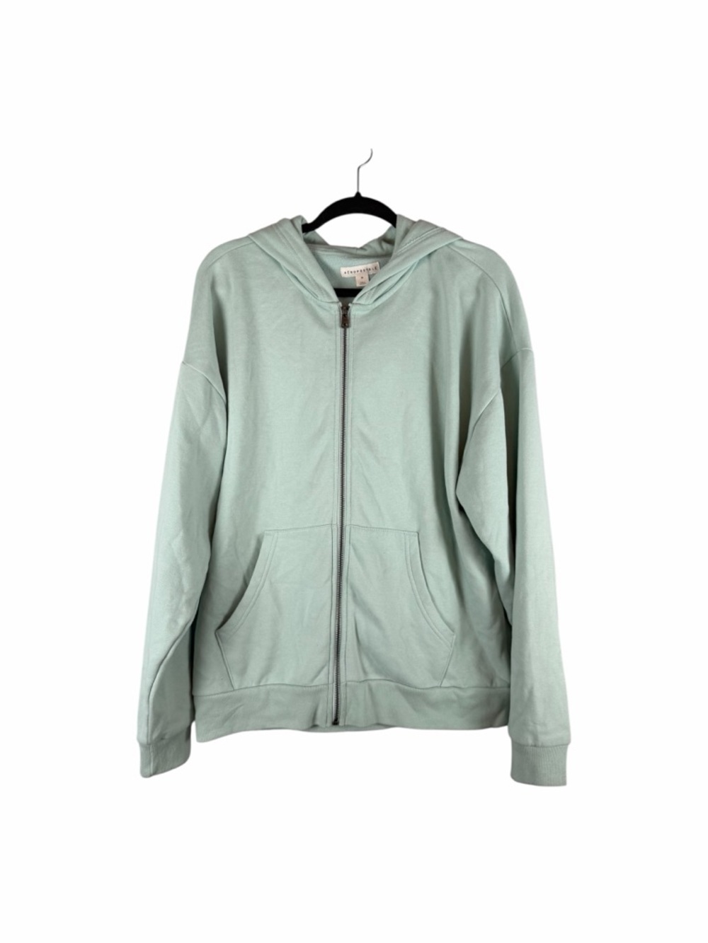 Aeropostale Mint Green Full Zip Hoodie Sweatshirt Oversized Size M